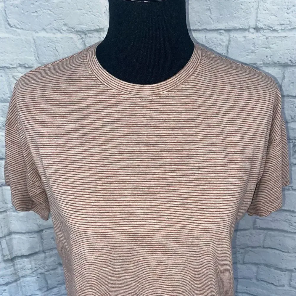 Max studio Crewneck stripe crop short sleeve top sz S women